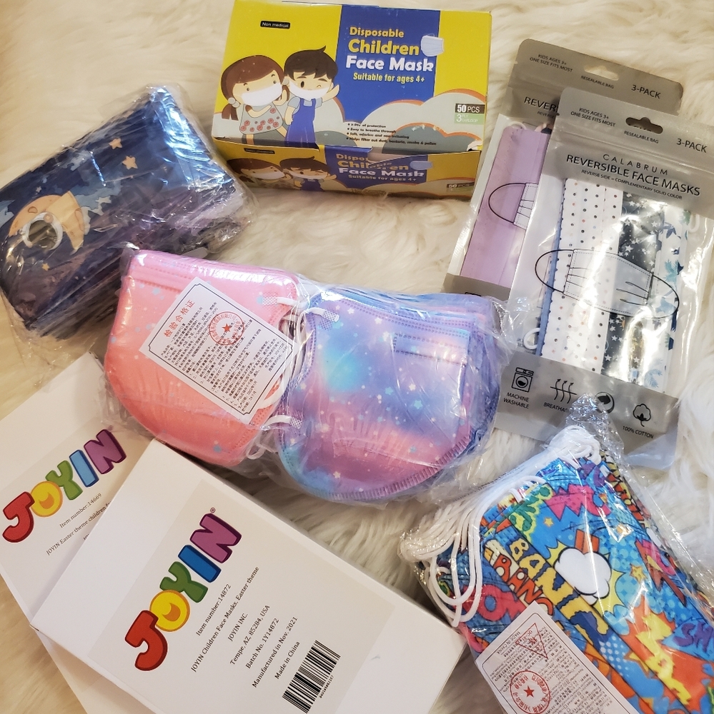 Assortment of kids face masks (100+)